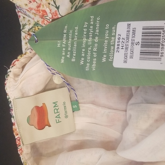 💕FARM RIO💕 Delicate Forest Scarves Blouse ~ Micro Floral Print Small NWT - Picture 16 of 16